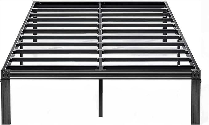 ZIYOO Full Size Bed Frame with Heavy Duty Steel Slat, 14 Inches Platform Bed Frame, Non-Slip Design, No Box Spring Needed, Easy Assembly, Quiet Noise Free, Under Bed Storage Space, Black