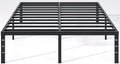 NEW JETO Metal Bed Frame,Queen Size Bed Frame with Storage Space,Heavy Duty Sturdy Mattress Foundation,Easy Assembly,No Box Spring Needed, Black,18 Inch,Queen