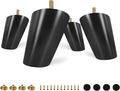 FoDau770 Black Rubber Wood Furniture Legs 3 Inches, Slant Tapered Wood Feet Mid Century Sofa Legs Set of 8, 5/16" UNC Furniture Feet Replacement Parts for Cabinet Couch Dresser Chair Ottoman Table