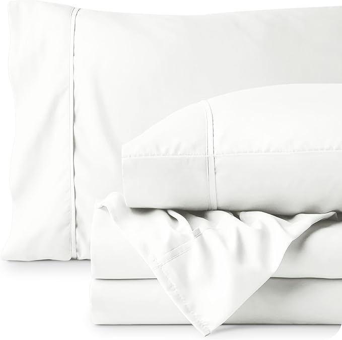 Bare Home Twin XL Sheet Set - 1800 Ultra-Soft Microfiber Twin Extra Long Bed Sheets - Double Brushed - Deep Pockets - Easy Fit - 3 Piece Set - Bedding Sheets & Pillowcases (Twin XL, Cream)