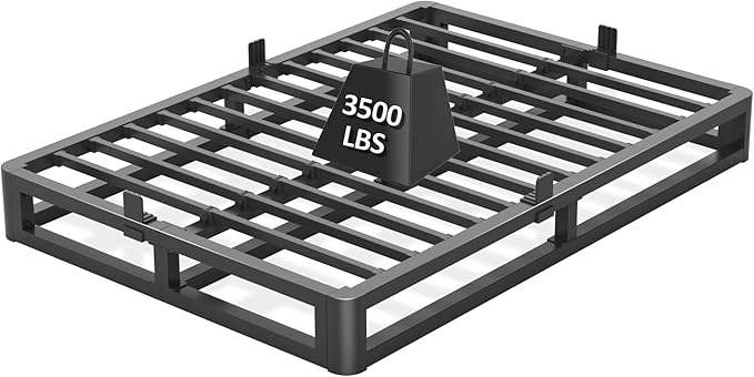 Firpeesy 6 Inch Full Bed Frame with Round Corner Edges, Low Profile Full Metal Platform Bed Frame with Steel Slat Support, No Box Spring Needed/Easy Assembly/Noise Free Mattress Foundation