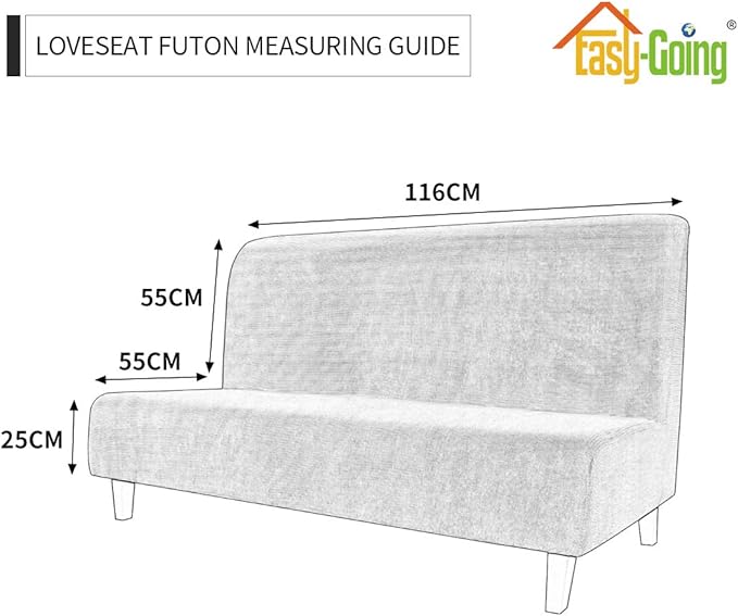 Easy-Going Stretch Futon Slipcover Armless Futon Bed Cover Furniture Protector Without Armrests with Elastic Bottom for Kids, Soft Jacquard Fabric Small Checks (Medium, Chocolate)