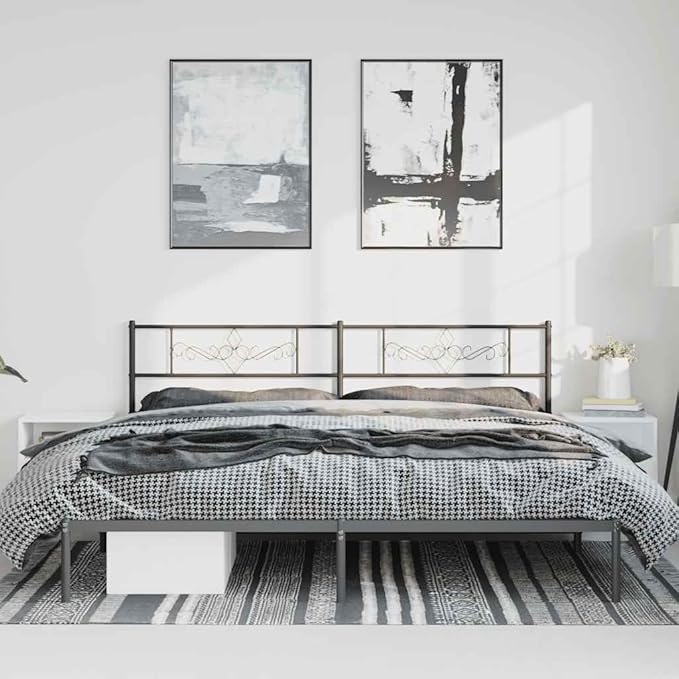 Modern Full Bed Frame with Storage, Sturdy Steel Construction, Minimalist Black Design for Contemporary Bedrooms, Easy Assembly, Durable and Space-Saving