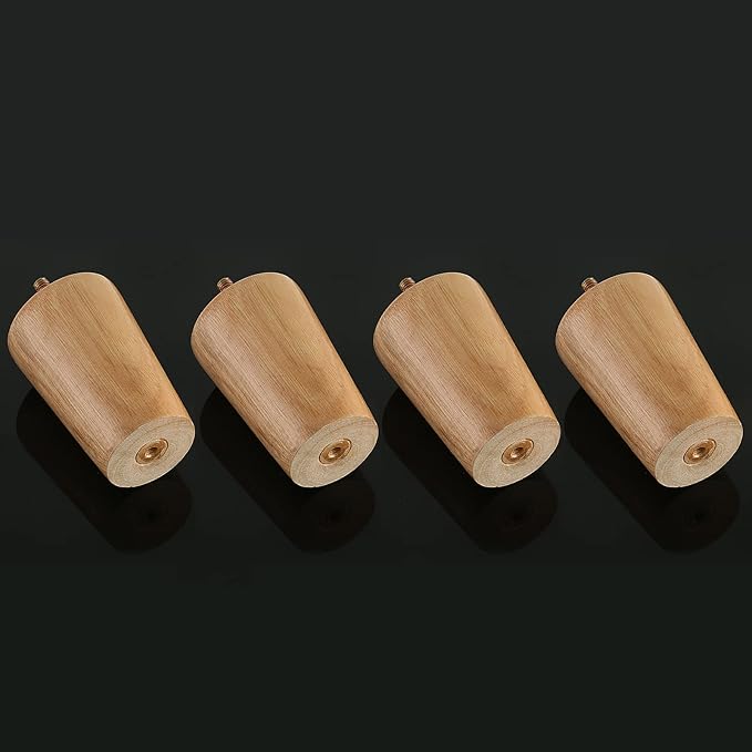 4pcs 3.1 Inch Wood Furniture Legs, Straight Conical Solid Wood Sofa Legs, Mid-Century Style Furniture Feet for Sofa Cabinet Table Cupboard Couch Ottoman Home DIY Projects