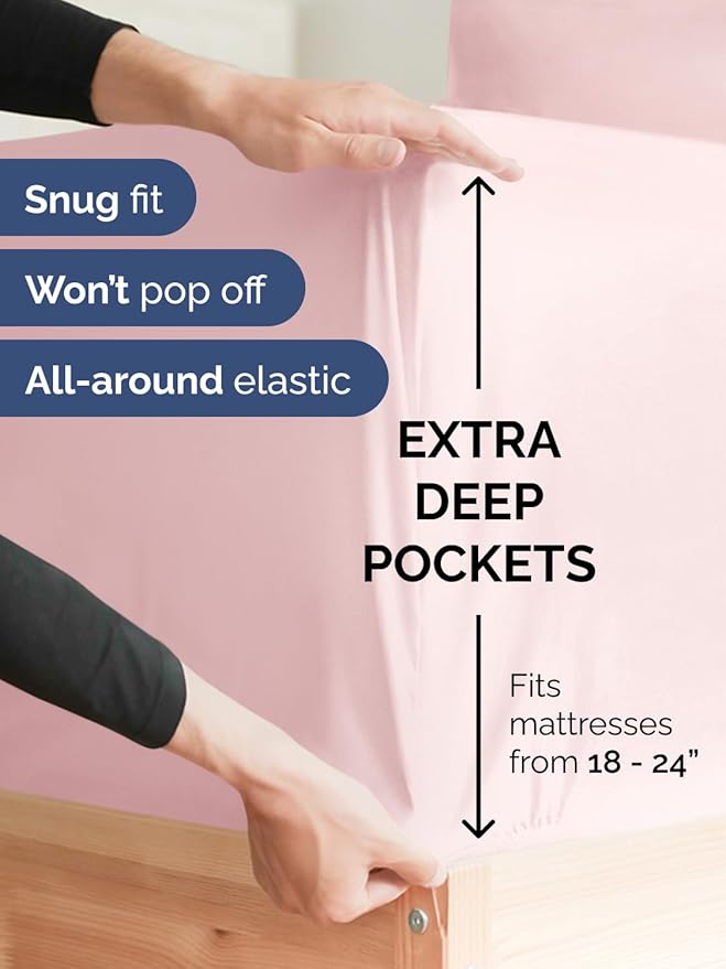 Extra Deep Full Sheet Set - 6 Piece Breathable and Cooling Sheets - Hotel Luxury Bedding for Women, Men, Kids & Teens - Easy & Secure Fit - Soft and Wrinkle Free - Extra Deep Pockets - Lavender Pink