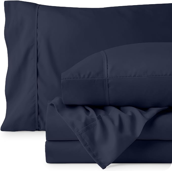 Bare Home Twin XL Sheet Set - 1800 Ultra-Soft Microfiber Twin Extra Long Bed Sheets - Double Brushed - Deep Pockets - Easy Fit - 3 Piece Set - Bedding Sheets & Pillowcases (Twin XL, Midnight Blue)