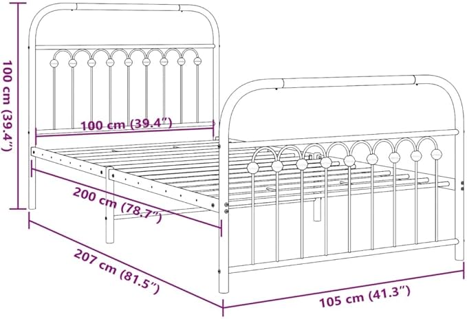 Modern Metal Bed Frame with White Powder-Coated Finish, Minimalist Contemporary Design for Small Rooms, Sturdy Steel Structure with Breathable Support and Easy
