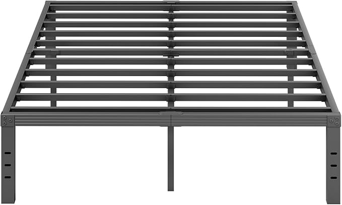 ZIYOO Queen Size Bed Frame, 16 Inches Platform Bed Frame, 3500lbs Heavy Duty Steel Slat, Non-Slip Design, No Box Spring Needed, Easy Assembly, Quiet Noise Free, Under Bed Storage Space, Black