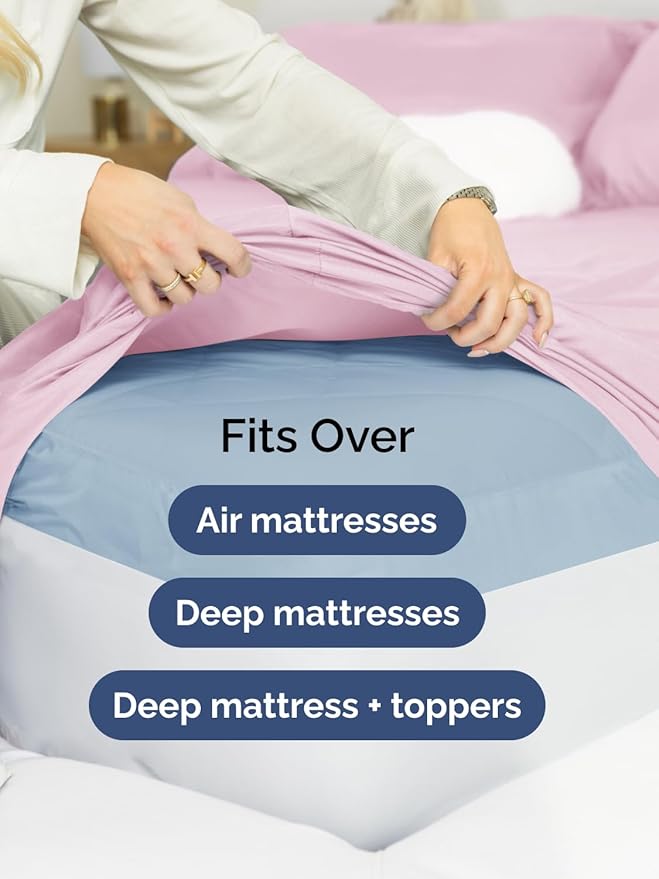 Extra Deep Full Sheet Set - 6 Piece Breathable and Cooling Sheets - Hotel Luxury Bedding for Women, Men, Kids & Teens - Easy & Secure Fit - Soft, Wrinkle Free & Comfy - Extra Deep Pockets - Light Pink