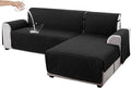 Genina Sectional Couch Covers for Dogs L Shaped Sofa Covers Chaise Lounge Cover Reversible Sofa Cover Sectional Furniture Protector for Pets, Kids (Black, Small)