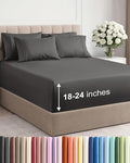 Extra Deep Full Sheet Set - 6 Piece Breathable and Cooling Sheets - Hotel Luxury Bedding for Women, Men, Kids & Teens - Easy & Secure Fit - Soft, Wrinkle Free and Comfy - Extra Deep Pockets - Charcoal