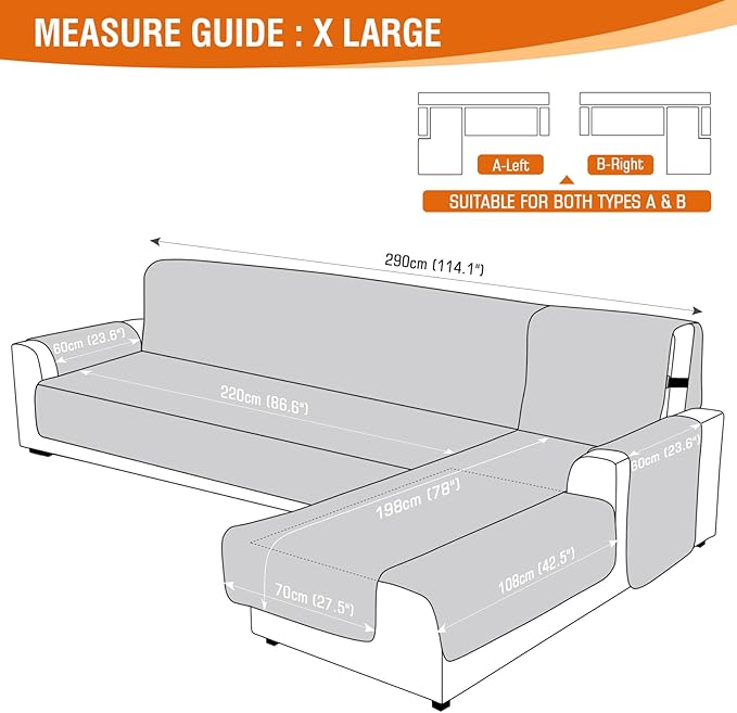 VANSOFY Sectional Couch Covers 100% Waterproof L Shaped Sofa Slipcover 3pcs Reversible Chaise Lounge Cover for Sectional Sofa Furniture Protector Cover for Pets Dog Cat(X-Large, Dark Gray)