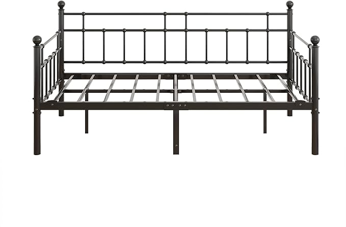 BOFENG Metal Daybed Frame Twin Size Platform Sofa Bed Day Bed with Strong Steel Slats Mattress Foundation Bedroom Furniture,Noise Free,Black