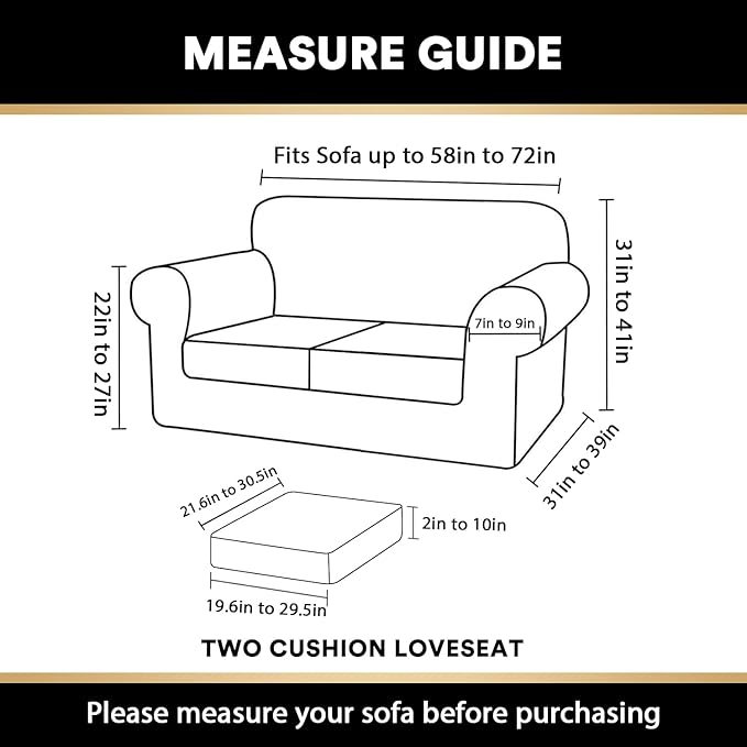PrinceDeco Velvet Couch Cover Loveseat Covers for 2 Cushion Couch 3 Piece Sofa Covers for Dogs Washable Loveseat Covers Width Up to 72 Inch No Slip Stretch Sofa Slipcover(Medium, Burnt Brick)