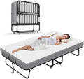 Espsilto Folding Bed with Mattress for Adult - Twin Size75''x38'' Portable Foldable Rollaway Bed for Guest with Thick Memory Foam Mattress