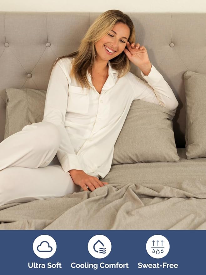 Extra Deep King Sheet Set - 6 Piece Breathable and Cooling Sheets - Hotel Luxury Bedding for Women, Men, Kids & Teens - Easy Secure Fit - Soft and Wrinkle Free - Extra Deep Pockets - Heathered Beige
