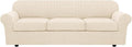 H.VERSAILTEX 4 Piece Stretch Sofa Covers for 3 Cushion Couch Furniture Slipcovers for Living Room (1 Base Cover Plus 3 Seat Cushion Covers) Jacquard Fabric Cover (XL Sofa, Cream)