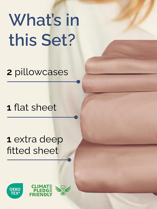 Extra Deep Twin XL Sheet Set - 4 Piece Breathable and Cooling Sheets - Hotel Luxury Bedding for Women, Men, Kids & Teens - Easy & Secure Fit - Soft, Wrinkle Free and Comfy - Extra Deep Pockets - Mauve