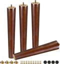 FoDau770 Brown Rubber Wood Furniture Legs 14 Inches, Straight Tapered Wood Feet Mid Century Sofa Legs Set of 4, 5/16" UNC Furniture Feet for Cabinet Couch Dresser Chair Ottoman Table