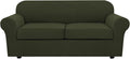 H.VERSAILTEX 3 Piece Stretch Sofa Covers for 2 Cushion Sofa Couch Covers for Living Room Sofa (Base Cover Plus 2 Seat Cushion Covers) Thicker Jacquard Fabric (Large Sofa, Olive)