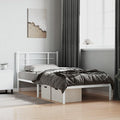 White Metal Bed Frame with Headboard, Sturdy Steel Platform Bed for Adults, Modern Minimalist Design for Bedroom or Guest Room, Easy Assembly Included