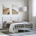 Queen Metal Platform Bed Frame 53x75 in Heavy Duty White Powder Coated Steel with 11.8 in Under Bed Storage Minimalist Modern Bedroom Furniture for Guest Master Bedroom