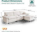 Modern L Shaped Sofa Couches for Living Room, Modular Sectional Cloud Couch with Movable Ottoman, Comfy Chenille Sofa for Apartment and Small Space, Beige