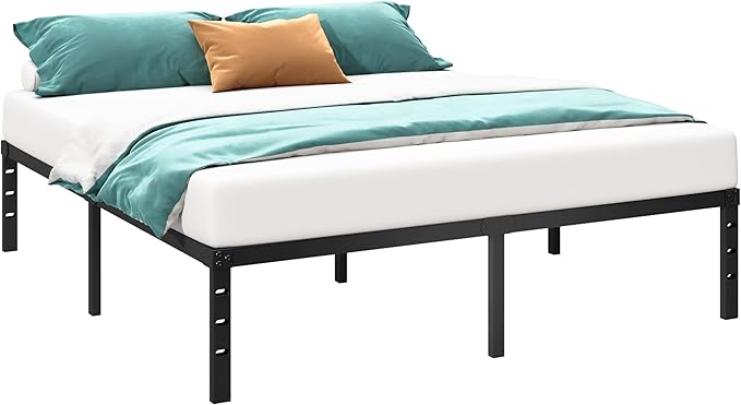 Metal Platform Bed Frame 18 Inch Tall,No Box Spring Needed,King Size Bed with Heavy Duty Strong Support Slats,Easy to Assemble,Black
