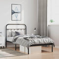 Bed Frame Black Powder-Coated Steel headboard Bed Frame for Bedroom 39.4x78.7 in