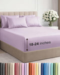 Extra Deep Full Sheet Set - 6 Piece Breathable and Cooling Sheets - Hotel Luxury Bedding for Women, Men, Kids & Teens - Easy & Secure Fit - Soft and Wrinkle Free - Extra Deep Pockets - Light Lavender
