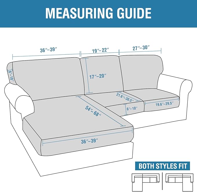 H.VERSAILTEX Sectional Couch Covers 3 Pieces Sofa Seat Cushion Covers L Shape Separate Cushion Couch Chaise Cover for Both Left/Right Sectional Couch (Seat Only: 1 Chaise + 2 Sofa, Olive)