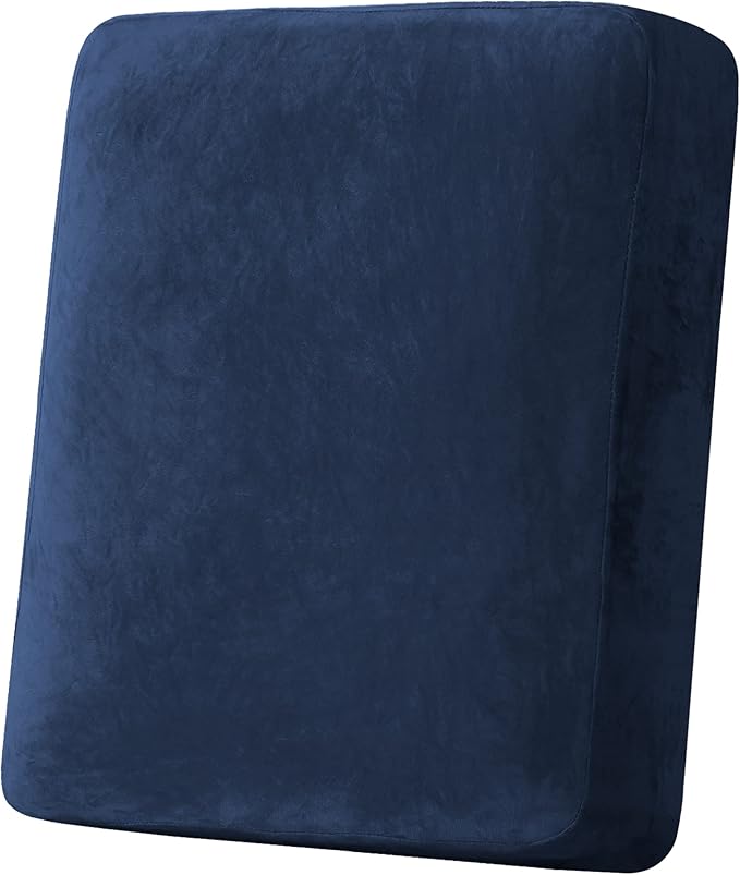 H.VERSAILTEX Velvet Stretch Couch Cushion Cover Plush Cushion Slipcover for Chair Cushion Furniture Protector Seat Cushion Sofa Cover (1 Piece Armchair Cushion Covers, Navy)