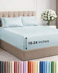 Extra Deep Twin XL Sheet Set - 4 Piece Breathable and Cooling Sheets - Hotel Luxury Bedding for Women, Men, Kids & Teens - Easy Secure Fit - Soft, Wrinkle Free & Comfy - Extra Deep Pockets - Ice Blue