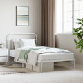 Bed Frame White Steel Twin Bed Frame Rectangular Industrial headboard Bedroom Furniture for Guest Room