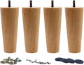 WEICHUAN Round Solid Wood Replacement Sofa Couch Chair Ottoman Loveseat Coffee Table Cabinet Furniture Wood Legs(6" Straight Set of 4)