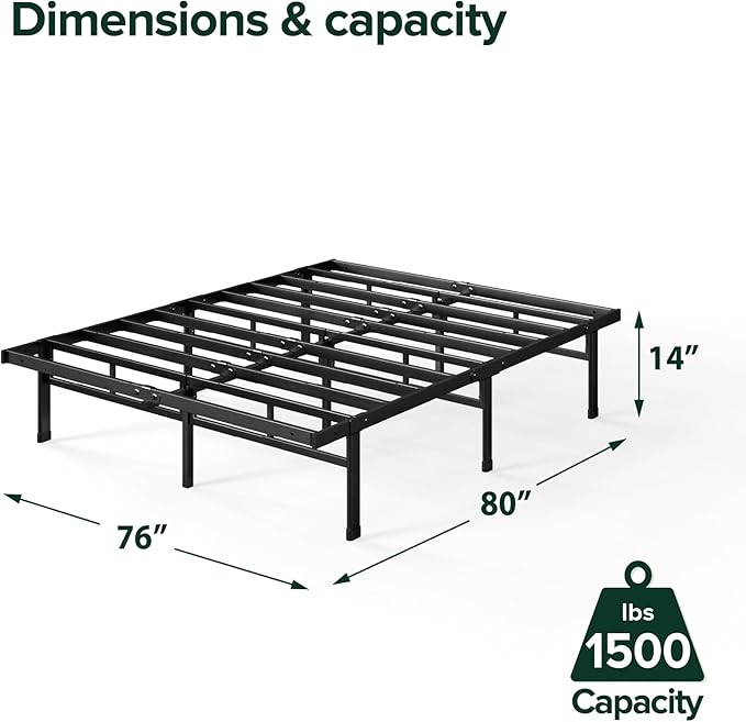 ZINUS Justin 14 Inch Easy to Assemble Mattress Foundation, Steel Support, No Box Spring Needed, King