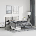 Bed Frame Black Powder-Coated Steel Double Bed Frame Classic for Bedroom