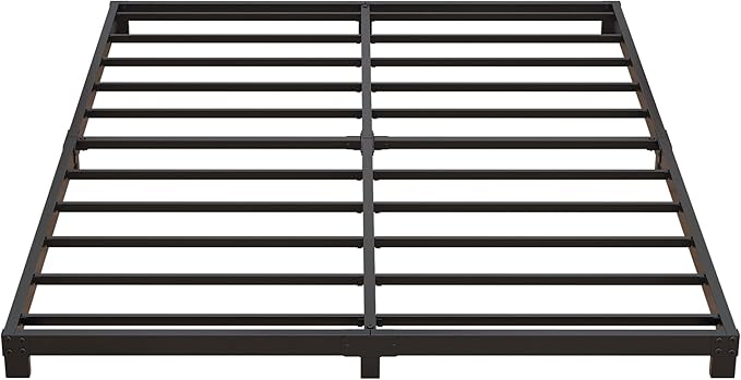 Nailsong 3 inch Cal King Bed Frame Low Profile, California King Bed Frames No Box Spring Needed, Heavy Duty Metal, Easy Assembly, Black