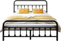 Vengarus 14-Inch King Bed Frame – Classic Metal Platform with Headboard and Footboard,Under Bed Storage, Mattress Foundation, No Box Spring Needed,Black