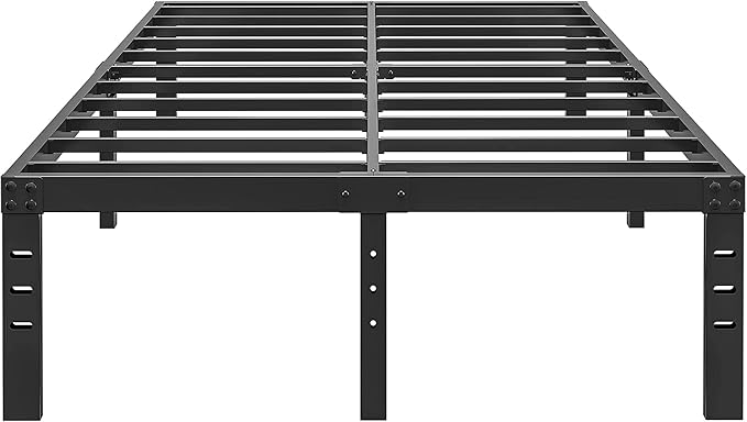 HOBINCHE 14 Inch Metal King Size Bed Frame No Box Spring Needed - Easy Assembly Heavy Duty Noise Free Narrow Bedframes - Double Black Basic Steel Slats Platform with Storage