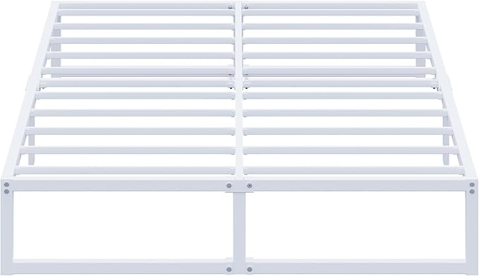 EMODA 12 Inch Full Size Bed Frame, Metal Platform Bed Frame Full No Box Spring Needed, Heavy Duty Steel Slats Support, Easy Assembly, Noise Free, White