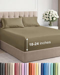 Extra Deep Twin XL Sheet Set - 4 Piece Breathable and Cooling Sheets - Hotel Luxury Bedding for Women, Men, Kids & Teens - Easy & Secure Fit - Soft, Wrinkle Free and Comfy - Extra Deep Pockets - Khaki