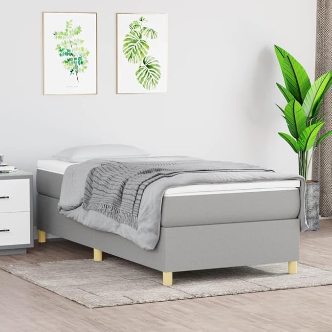 Bed Frame Light Grey Furniture 100% Polyester, Plywood, Engineered Wood