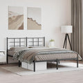King Size Metal Bed Frame with Headboard, Modern Steel Platform Bed with Underbed Storage, Heavy-Duty Construction for Stability and Breathable Fabric for Comfortable Sleep