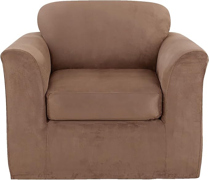 SureFit Ultimate Stretch Suede 2 PC Chair Slipcover in Luggage