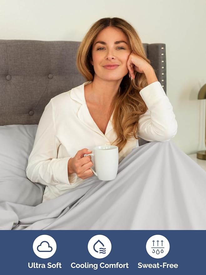 Extra Deep Queen Sheet Set - 6 Piece Breathable and Cooling Sheets - Hotel Luxury Bedding for Women, Men, Kids & Teens - Easy & Secure Fit - Soft and Wrinkle Free - Extra Deep Pockets - French Grey