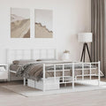 Modern King Size Metal Bed Frame with Heavy-Duty Construction and Powder-Coated White Finish for Bedroom, Sleek Minimalist Design, Easy Assembly, Spacious