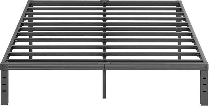 ZIYOO King Bed Frame, 3500lbs Heavy Duty Steel Slat, 14 Inches Platform Bed Frame, Non-Slip Design, No Box Spring Needed, Easy Assembly, Quiet Noise Free, Under Bed Storage Space, Black