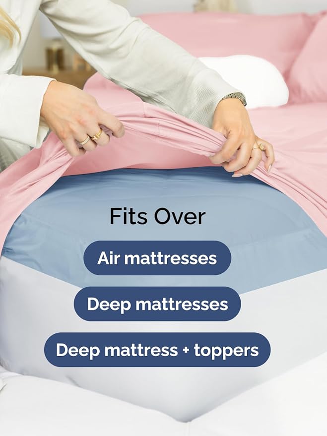 Extra Deep Twin Sheet Set - 4 Piece Breathable and Cooling Sheets - Hotel Luxury Bedding for Women, Men, Kids & Teens - Easy Secure Fit - Soft, Wrinkle Free and Comfy - Extra Deep Pockets - Baby Pink