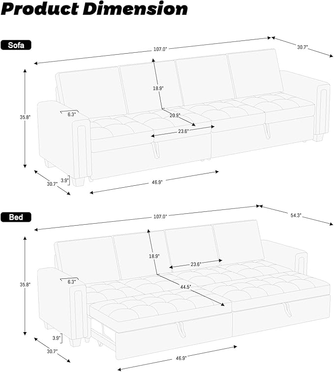 Belffin Modular Sectional Sleeper Sofa with Pull Out Bed Convertible Velvet Sleeper Sofa with Storage Sectional Couches for Living Room Blue